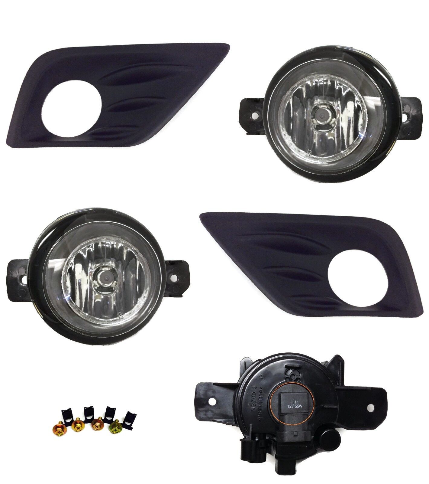 REPLACEMENT FOG LIGHT SET CLEAR LAMPS BEZELS FOR 2016-2018 NISSAN ALTIMA