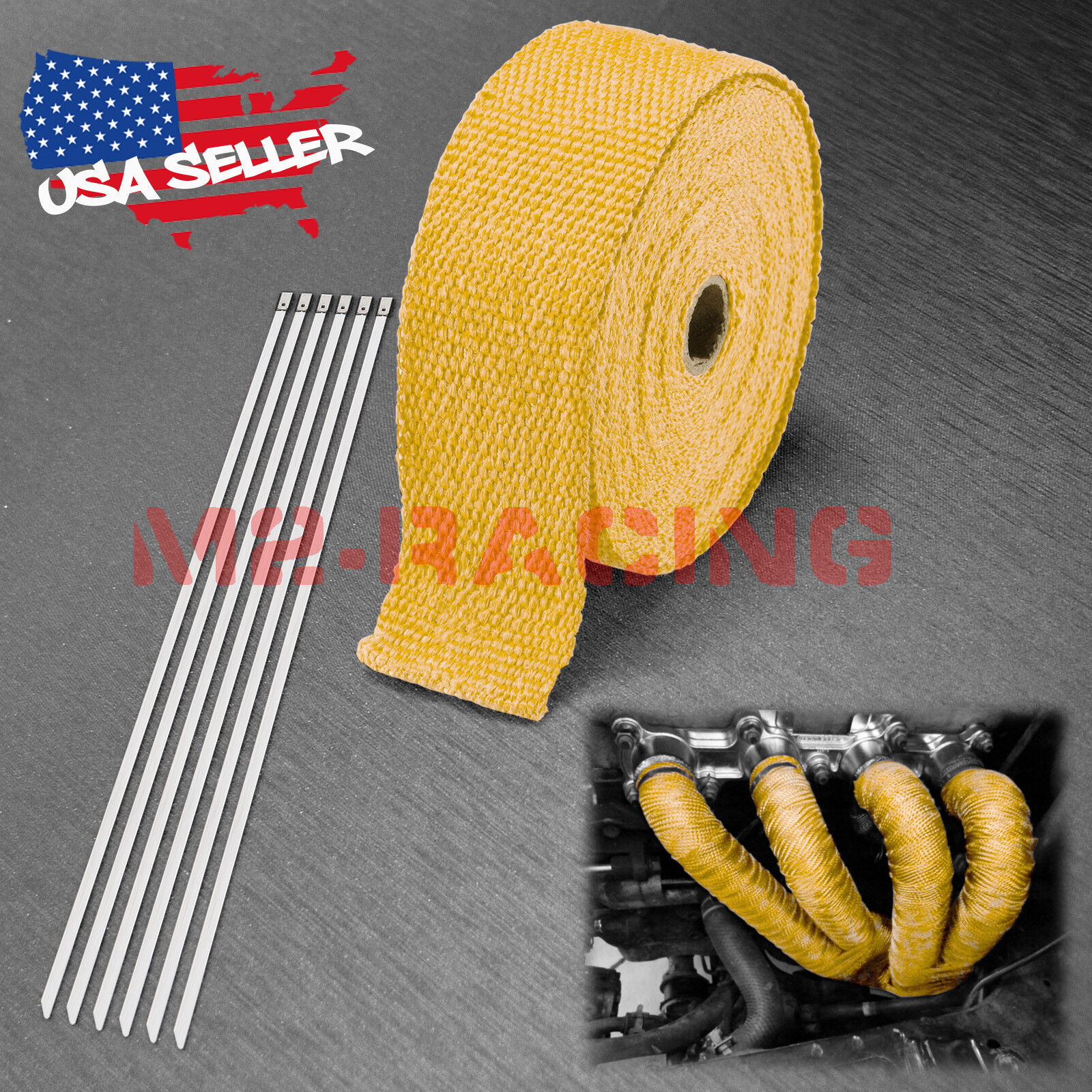 Yellow Exhaust Pipe Insulation Thermal Heat Wrap 2