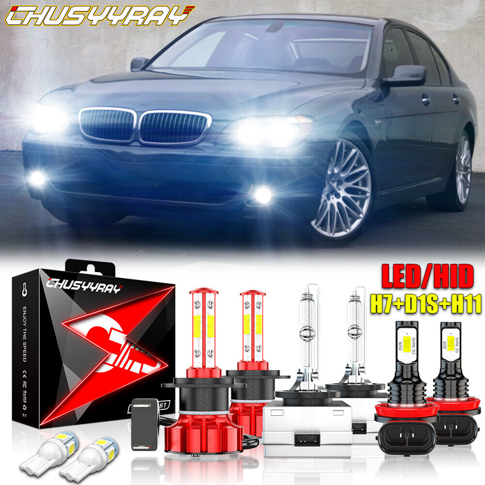FOR BMW 750i 750Li 760Li 2006 2007 2008 LED+HID Headlight High/Low+Fog Light Kit