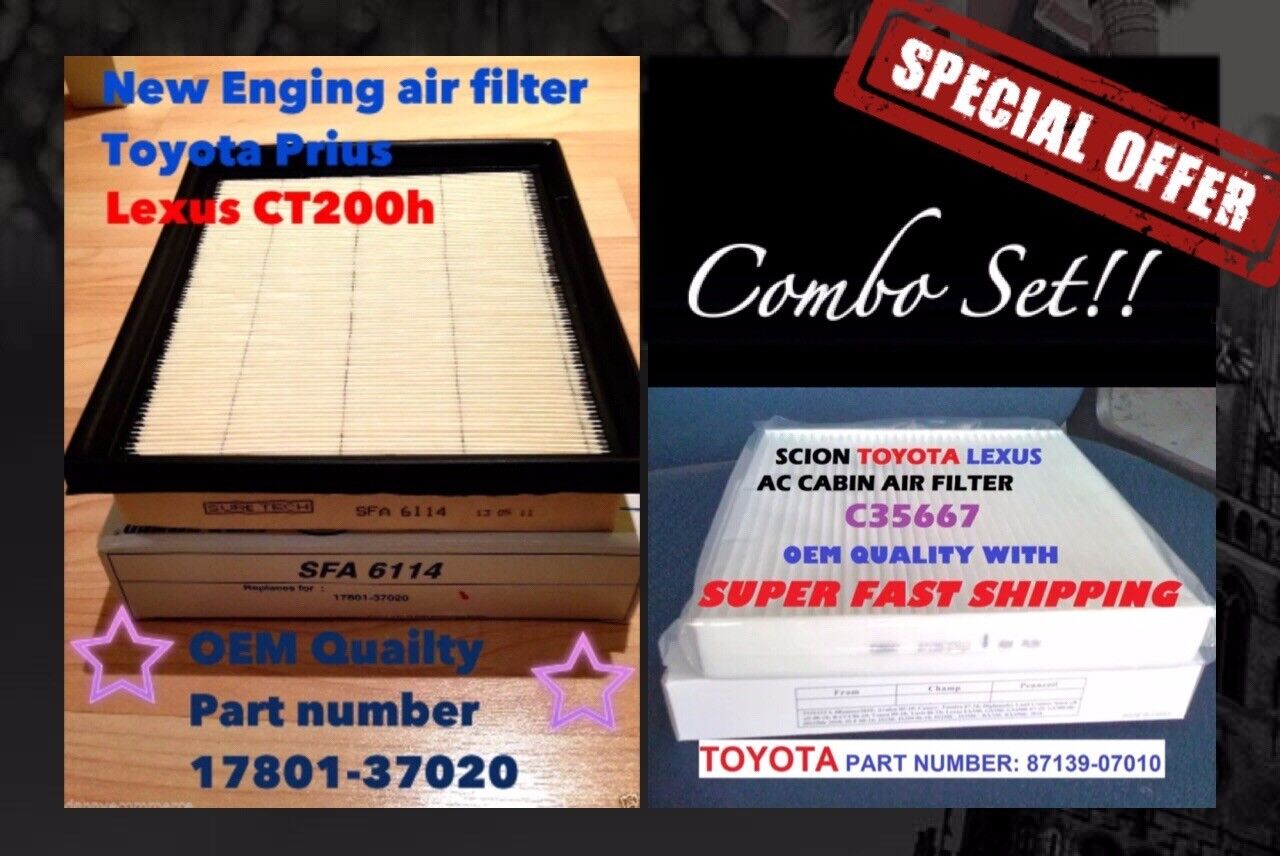 Combo set Engine & Cabin Air Filter PRIUS CT200H 17801-37020 OEM quality