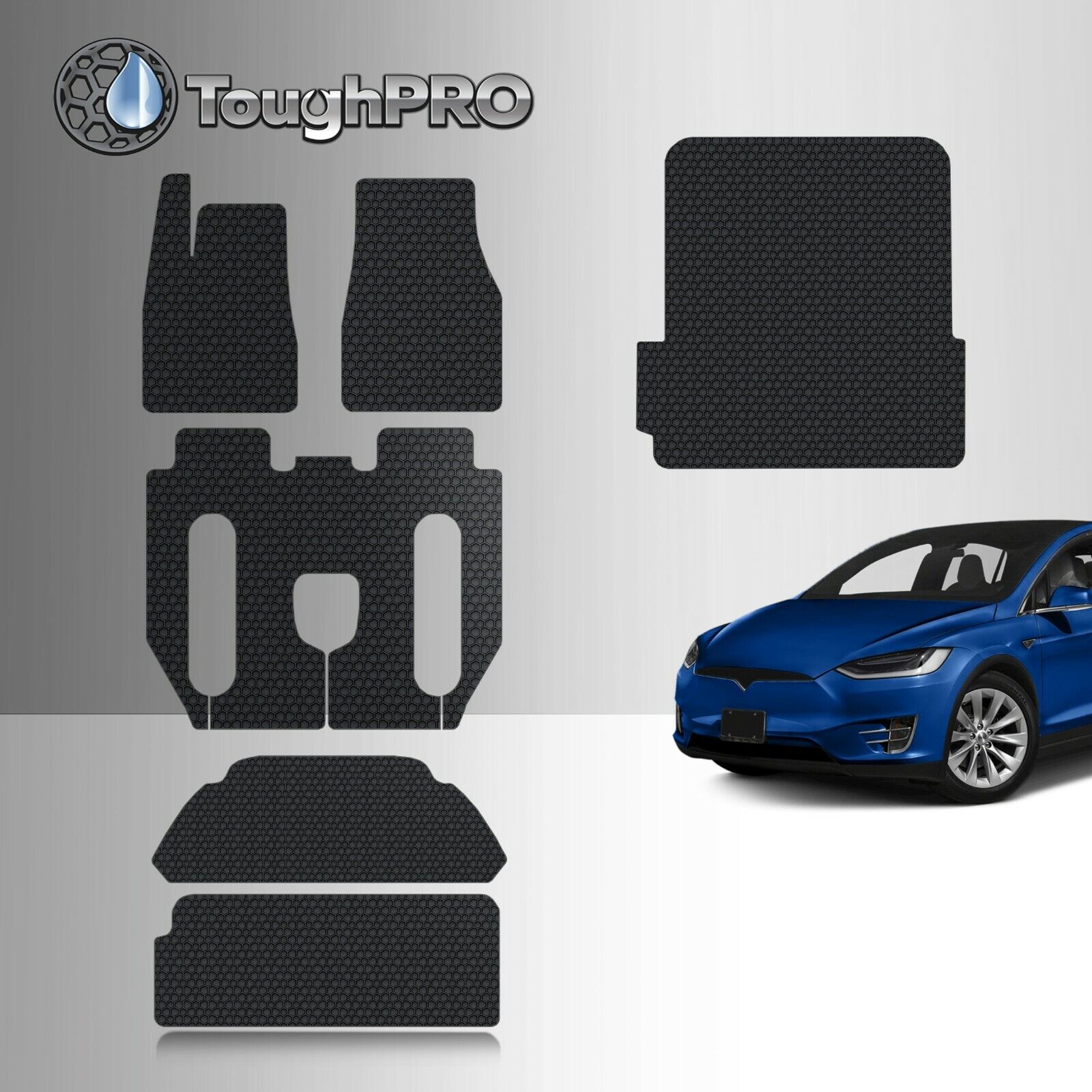 ToughPRO Tesla Model X 6 Seater With Center Console FloorMats Full Set 2017-2019