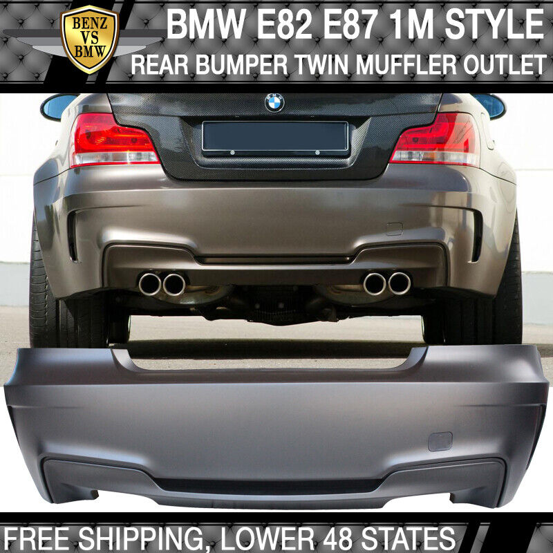 Fit 07-13 BMW E82 E88 128i 135i 1-Series 1M Style Rear Bumper+Quad Tips Diffuser