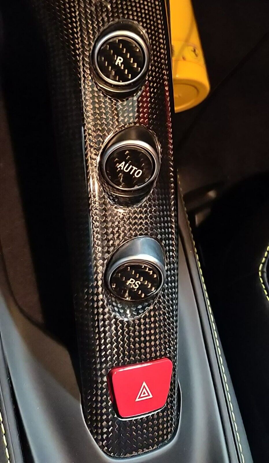 Fits Ferrari F8 Tributo 21-22 F1 Gear Button Covers in Black Carbon Fiber Kit