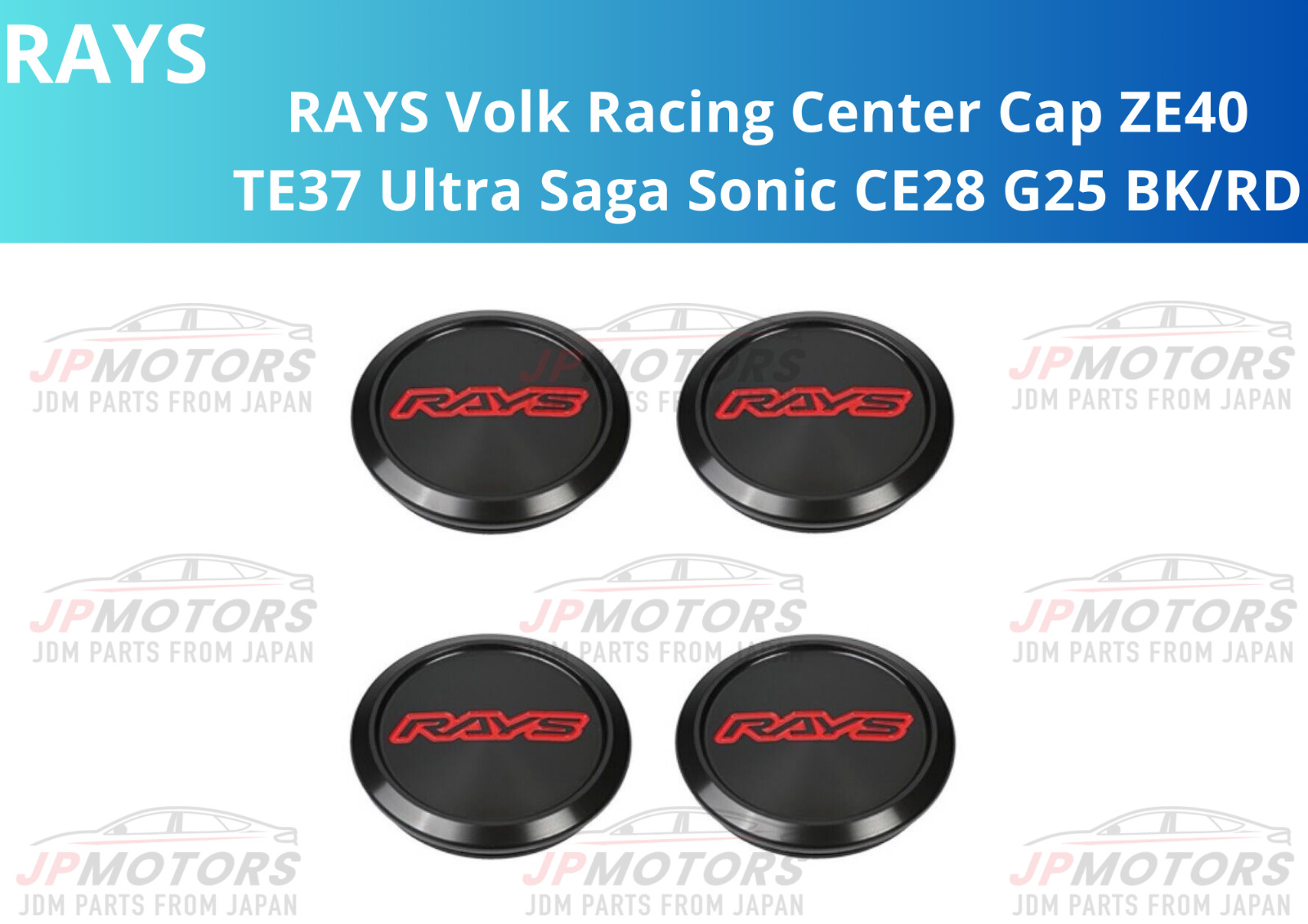 RAYS Volk Racing Center Cap ZE40 TE37 Ultra Saga Sonic CE28 G25 BK/RD 4PC