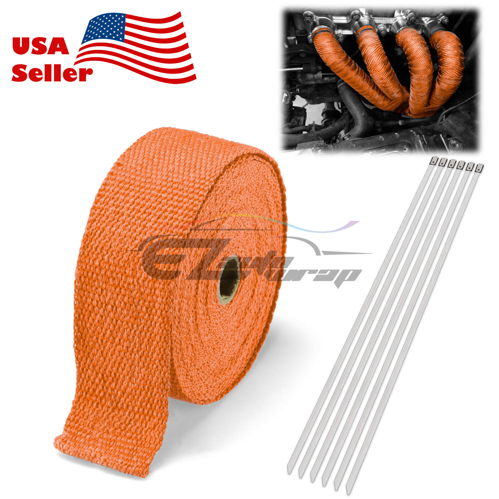 Orange Exhaust Pipe Insulation Thermal Heat Wrap 2\