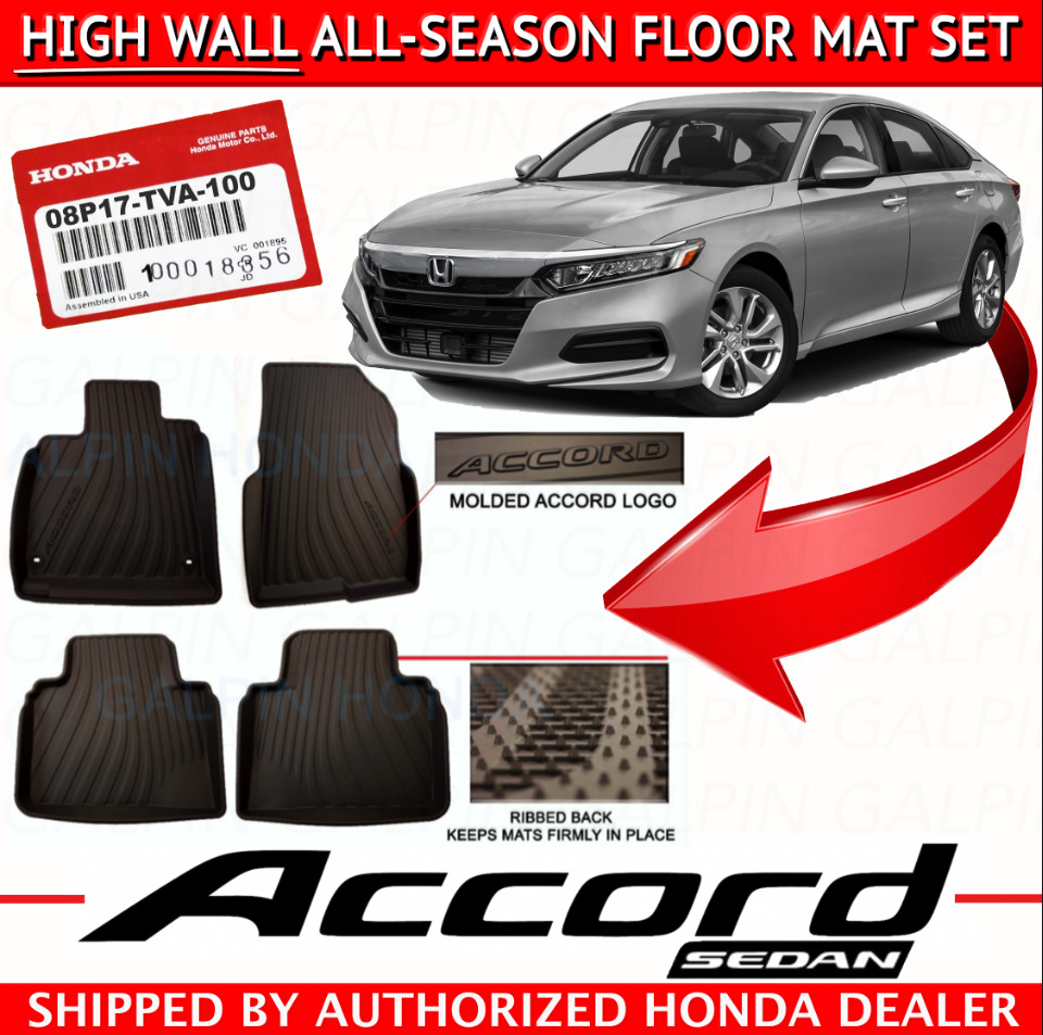 🔥2018-2020 Honda Accord SEDAN Black High-Wall All Season FloorMat Set