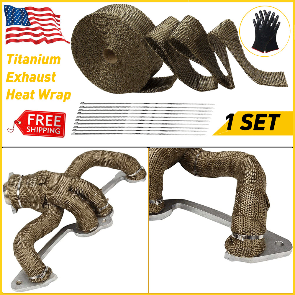 A Roll Titanium Manifold Exhaust Wrap Header Pipe Heat Insulation Tape 2