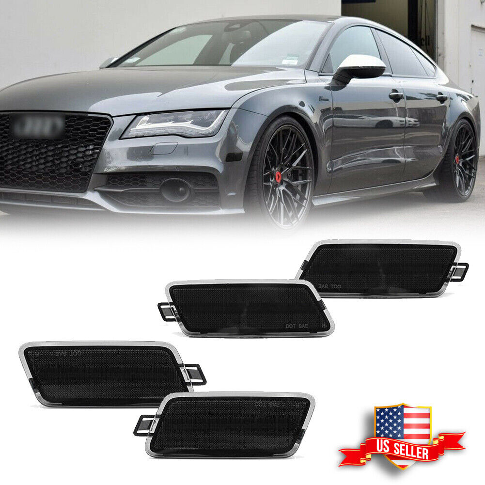 4x Smoked Front & Rear Side Marker Lights For Audi A7 S7 RS7 Quattro 2012-2018