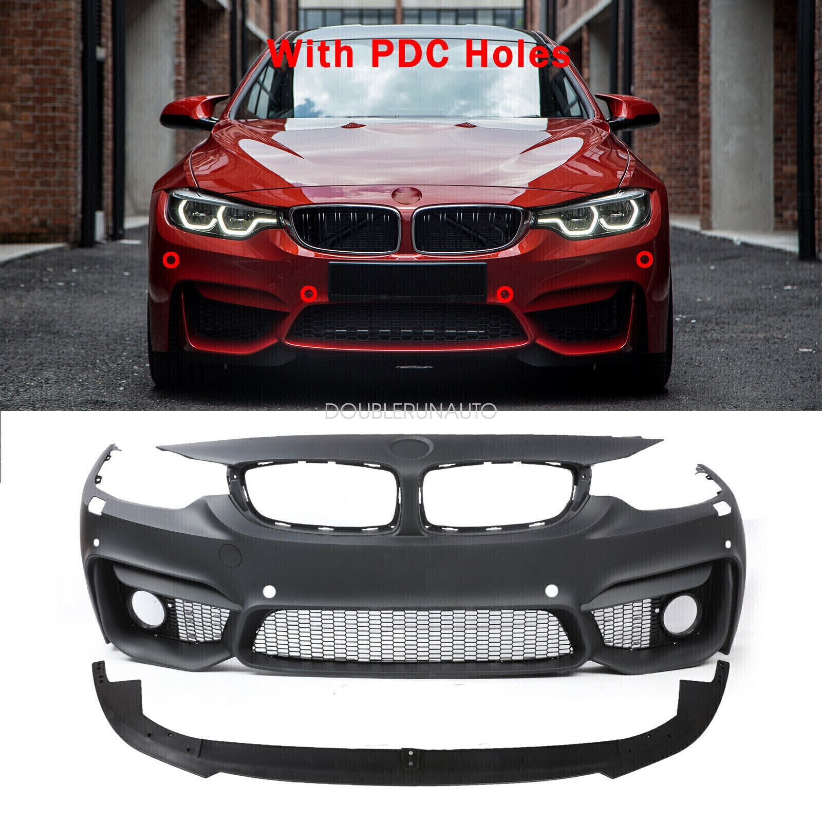 M4 Style Front Bumper  with PDC For BMW F32 F33 F36 4 SERIES 14-19 w/o fog light