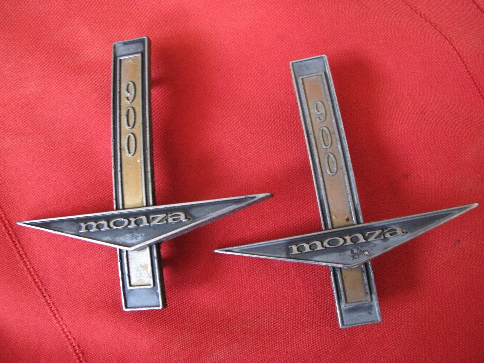 1960s Chevrolet Corvair MONZA 900  Side Fender Emblem Badge Original PAIR