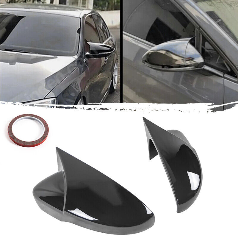 Gloss Black Horn Wing Mirror Cover Cap For VW Jetta MK6 Passat B7 CC Scirocco `