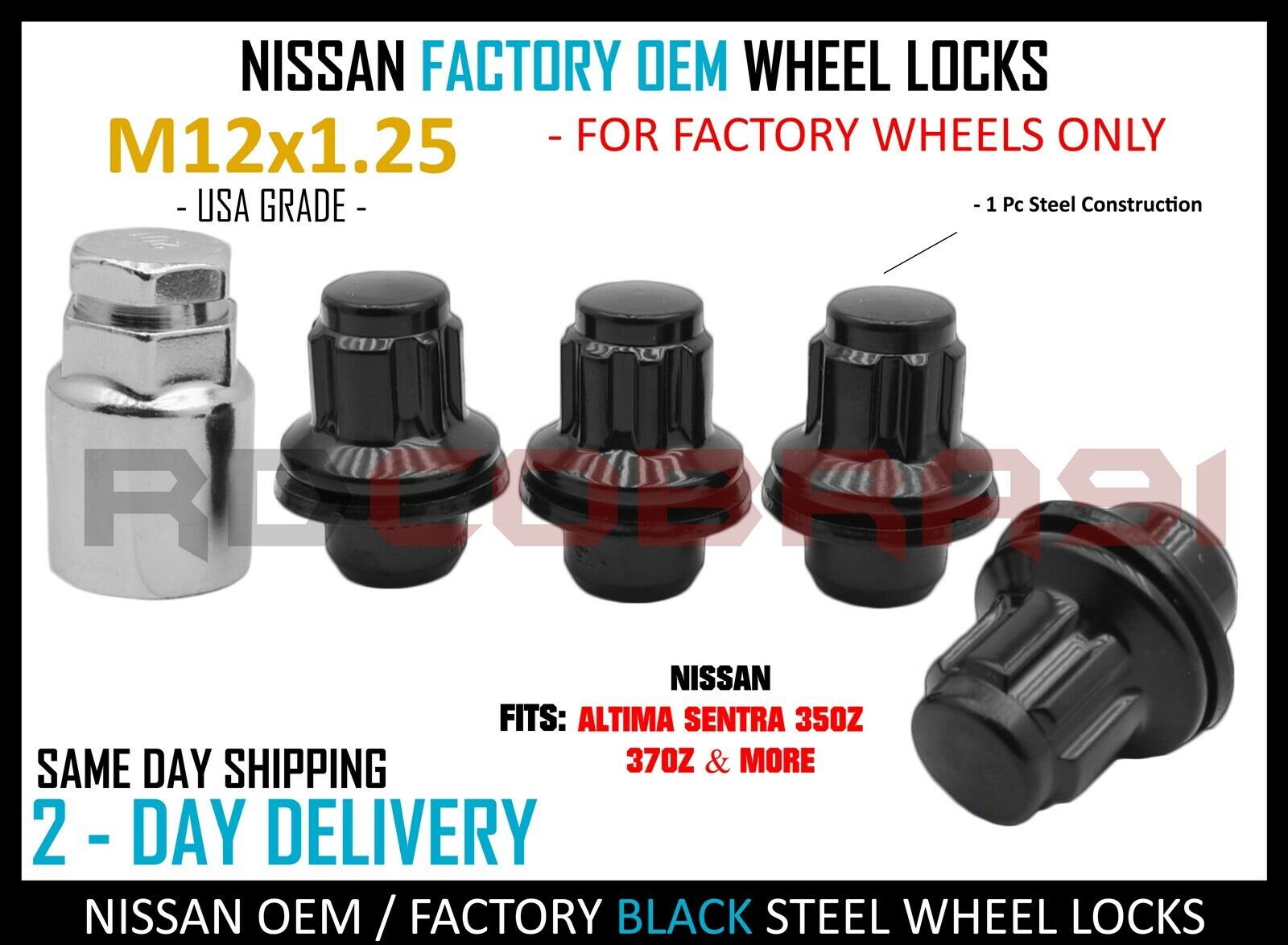 Mag Seat Factory Wheel Locks for 2003 + 350Z 370Z Altima All Models Black