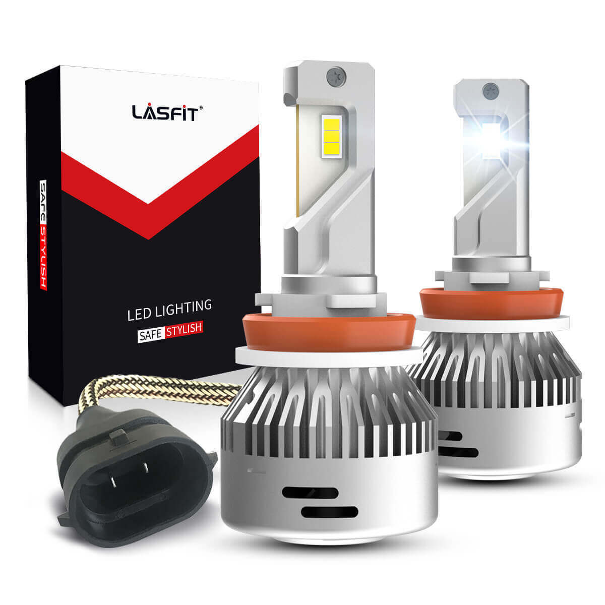 Lasfit H11 H9 H8 H16 LED Headlight Bulb Low Beam Halogen Replace Bright 6000LM