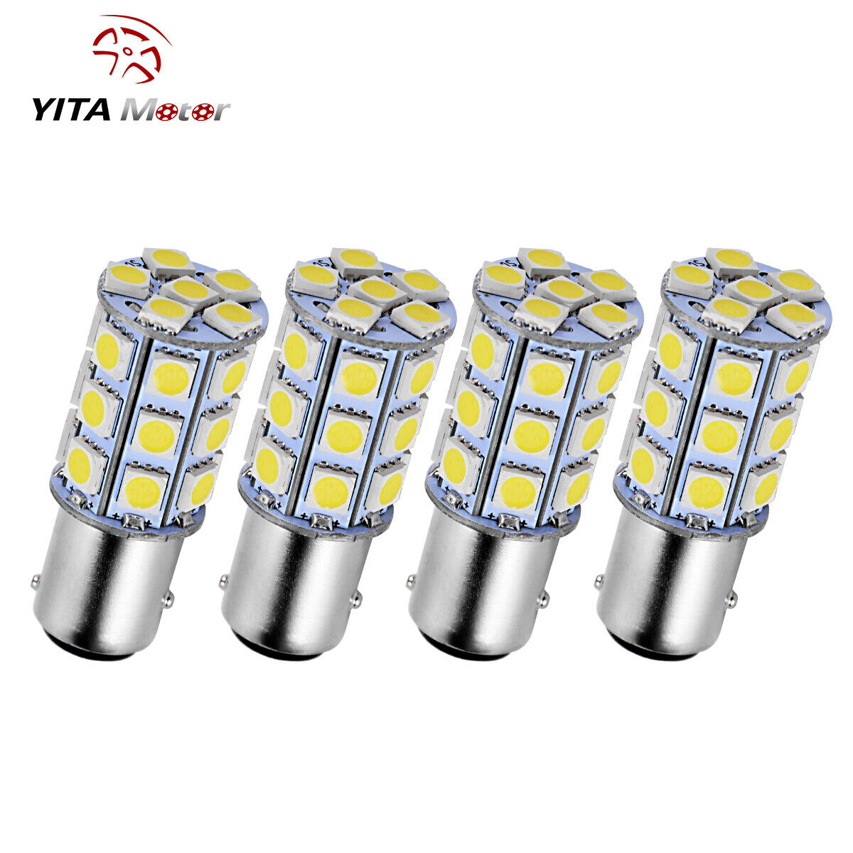YITAMOTOR 4x 6000K White 1157 27 SMD LED Backup Reverse Turn Signal Light Bulbs 