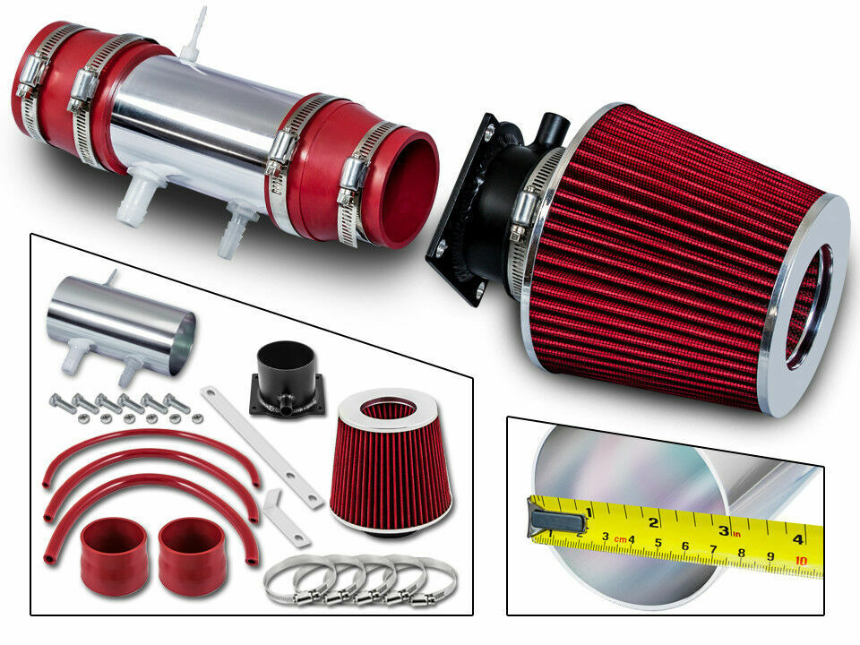 Short Ram Air Intake Kit +RED Filter for 95 Nissan Pickup /91-95 Pathfinder 3.0L