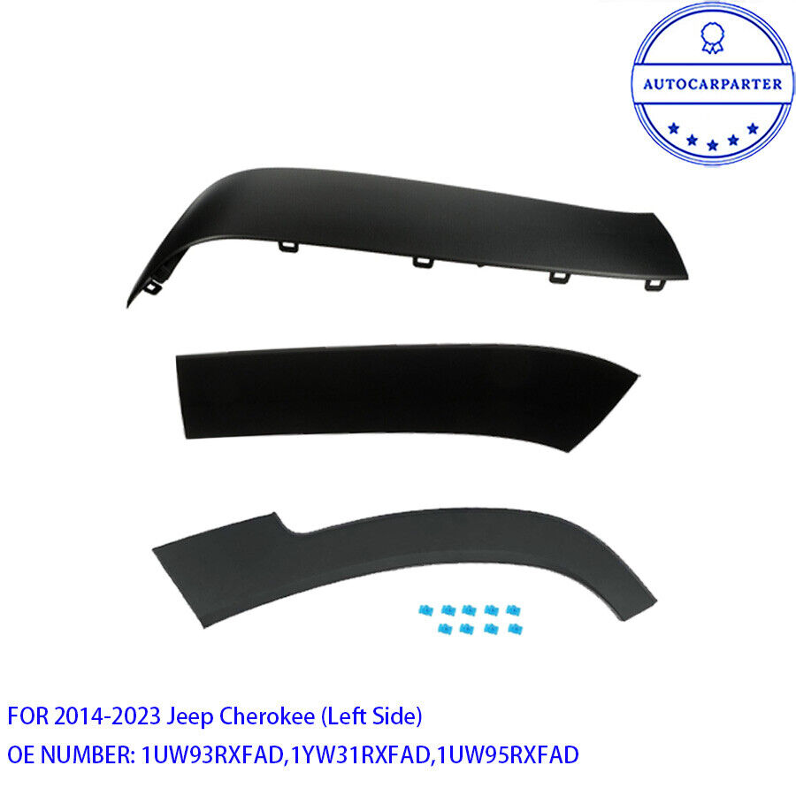 3 PCS For 2014-2022 2023 Jeep Cherokee Rear Left Wheel Arch Fender Three Section