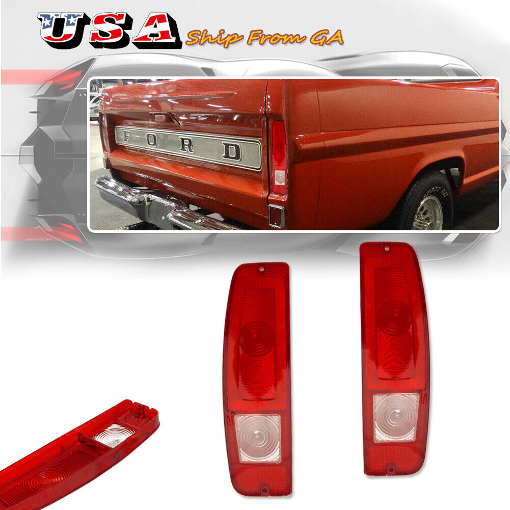 Taillights Lenses Only Pair Set For 1967-1972 Ford Truck F100/250/350/E100/E200