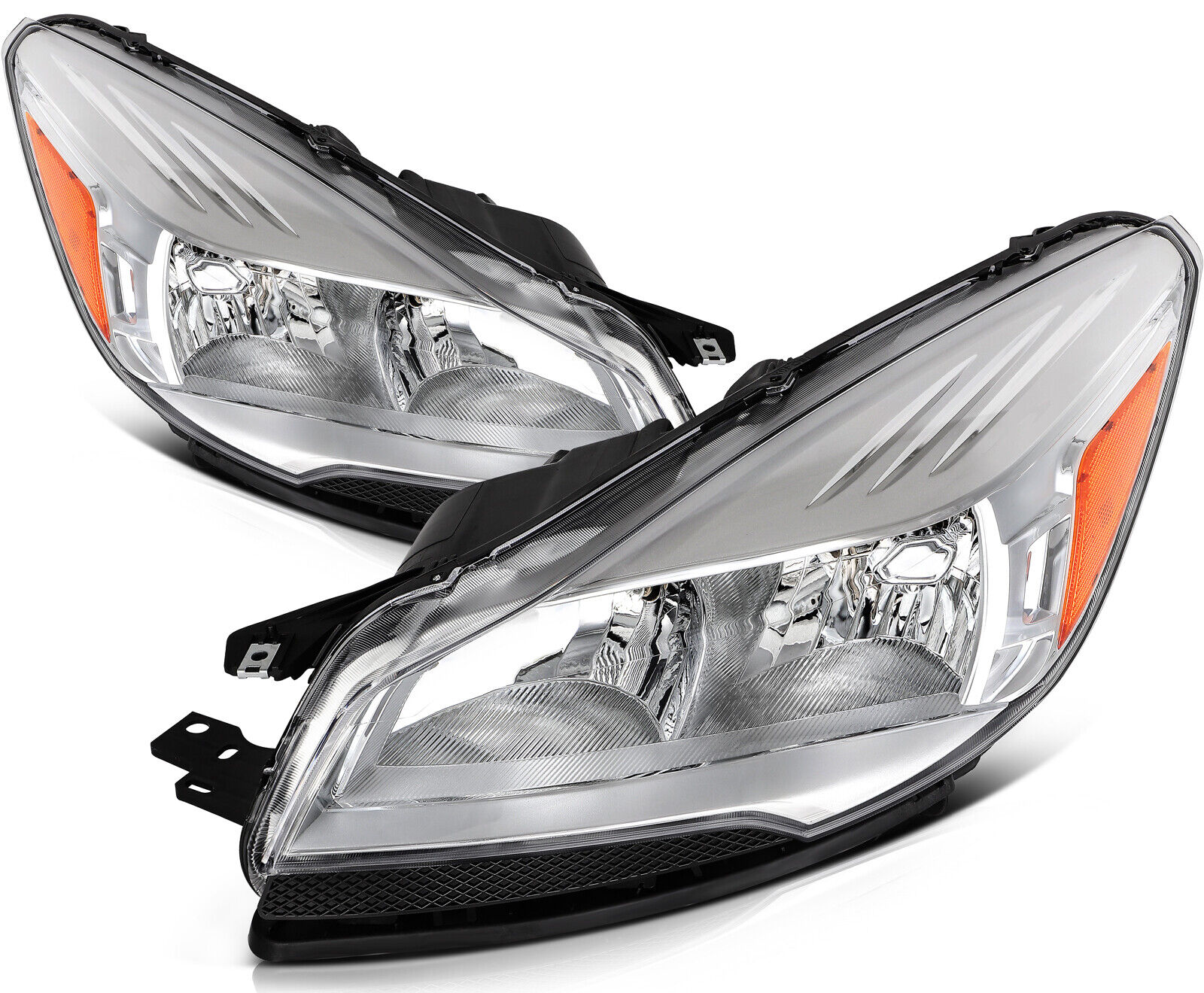 For 2013-2016 Ford Escape Chrome Housing Pair Headlight Assembly Left & Right