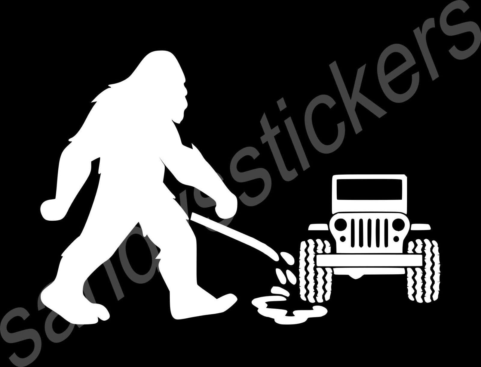 Sasquatch Bronco Peeing on Jeep - Vinyl Decal Sticker - Ford Bronco - 5.5\