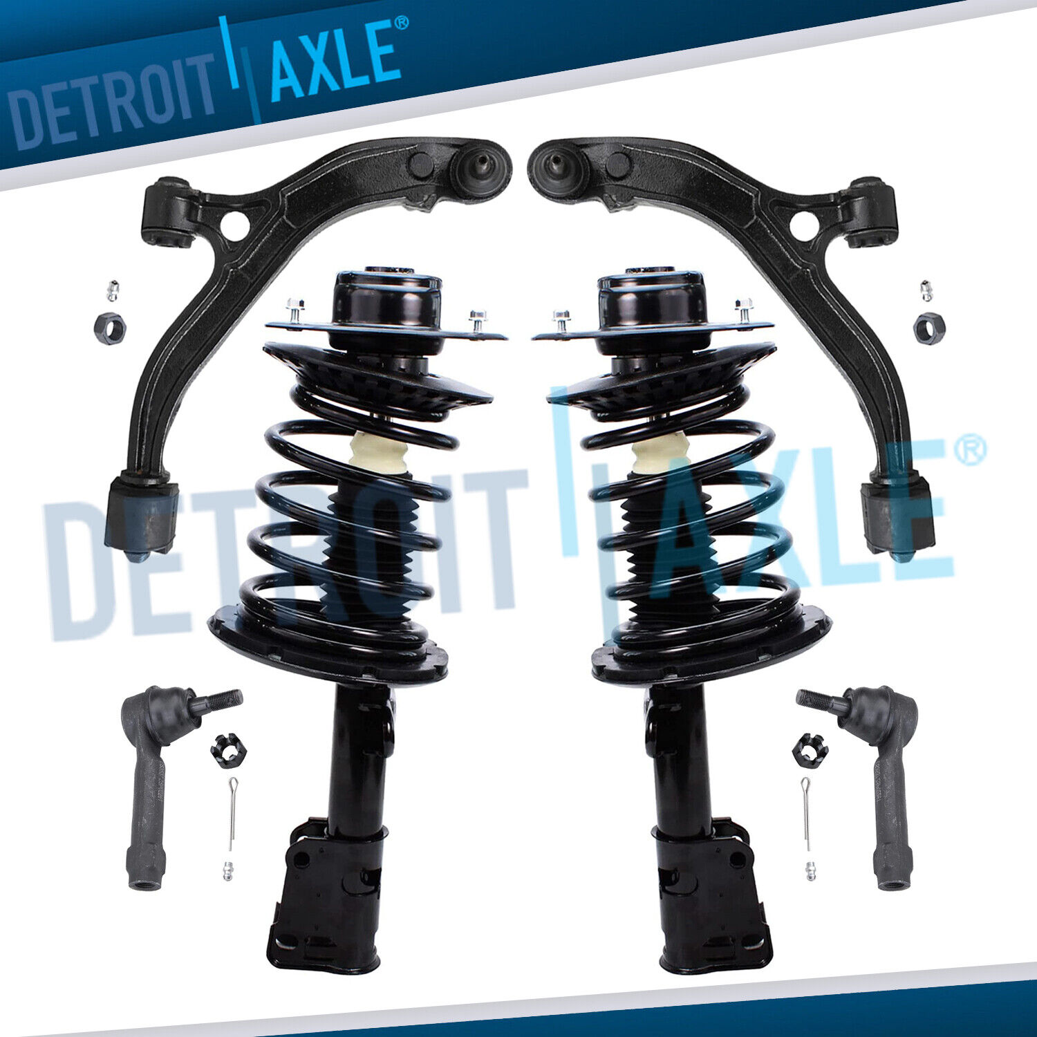 6pc Front Struts w/Spring Lower Control Arm & Ball Joint Tierod End for Chrysler