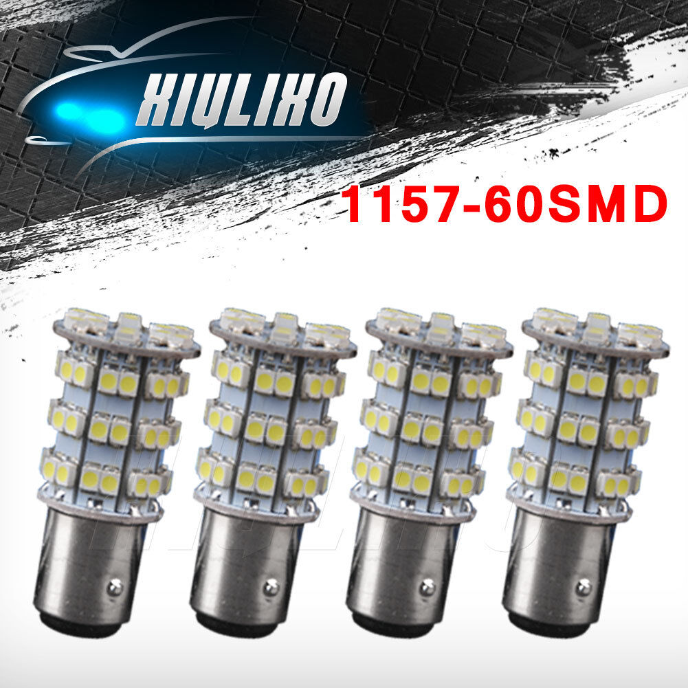 4 X 6000K White 1157 3528 Chip 60 SMD LED Tail Brake Backup Reverse Light Bulbs