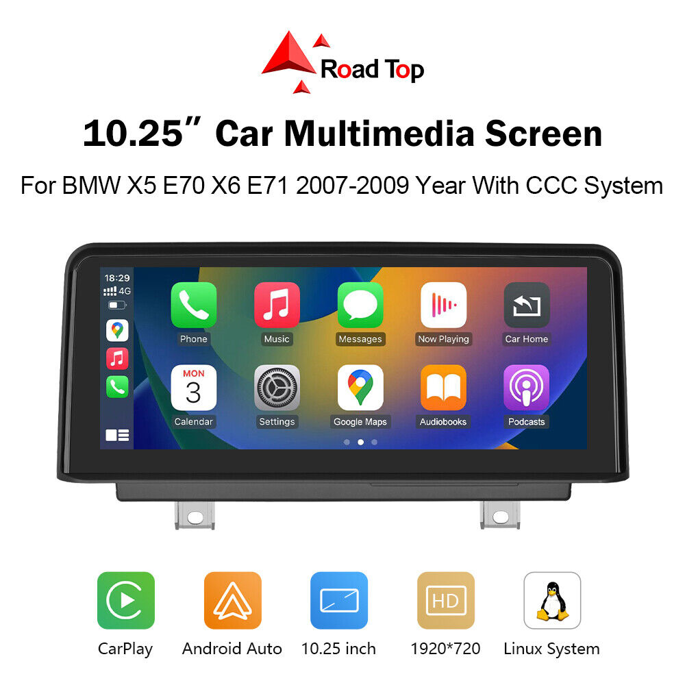 10.25'' Android Auto CarPlay Car TouchScreen For BMW X5 E70 X6 E71 CCC 2007-2010