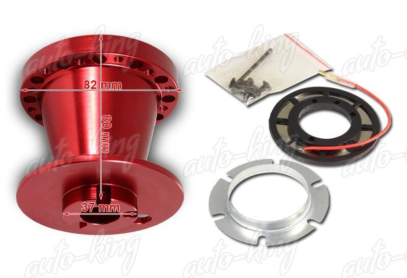 6-HOLE RED ALUMINUM STEERING WHEEL HUB ADAPTER FIT 83-88 MITS. STARION/CORDIA