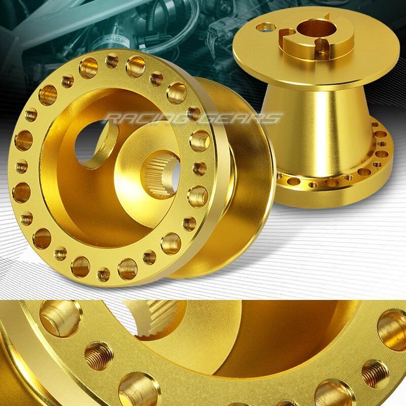 GOLD ALUMINUM 6-HOLE STEERING WHEEL HUB ADAPTER FIT 83-88 MITS. STARION/CORDIA