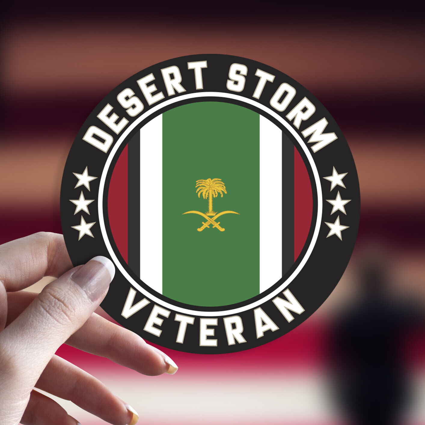 Desert Storm Veteran Decal/Sticker Car Window Round Die Cut