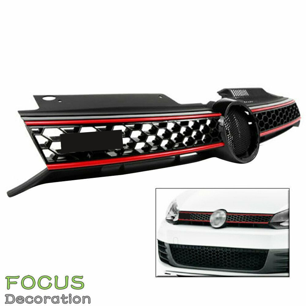 For 10-13 VW Golf GTI Front Upper Hood Grille Honeycomb Style Grill Gloss Black
