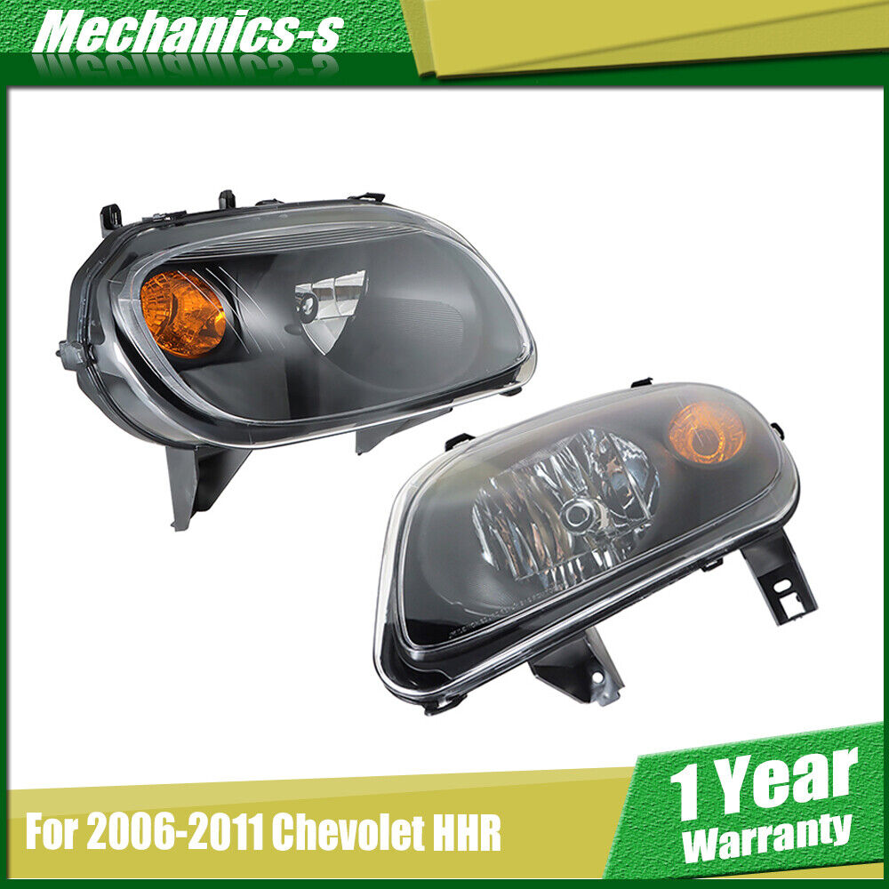 Black Headlights Halogen Housing Clear For 2006-2011 Chevy HHR Right+Left Side