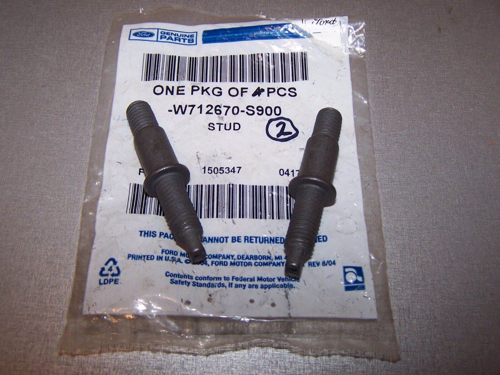 2007-2011 Ford E-150 Exhaust Y-Pipe Stud 2 of W712670-S900 OEM New