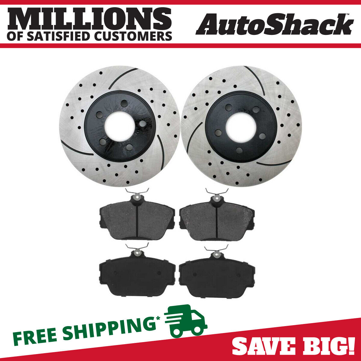 Front Drilled Brake Rotors Black & Pads for Ford Taurus Lincoln Continental 3.0L