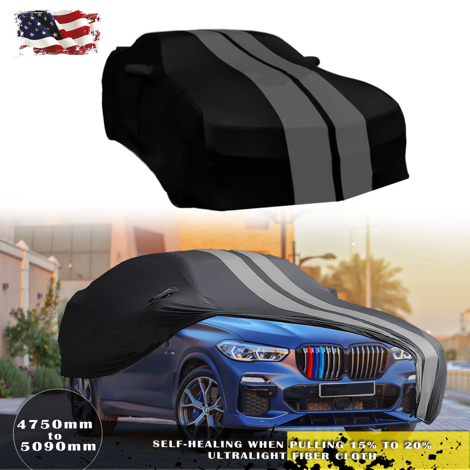 For BMW X5 X6 X5M  X6M Stain Stretch Indoor Car Cover Stretch Black/Grey