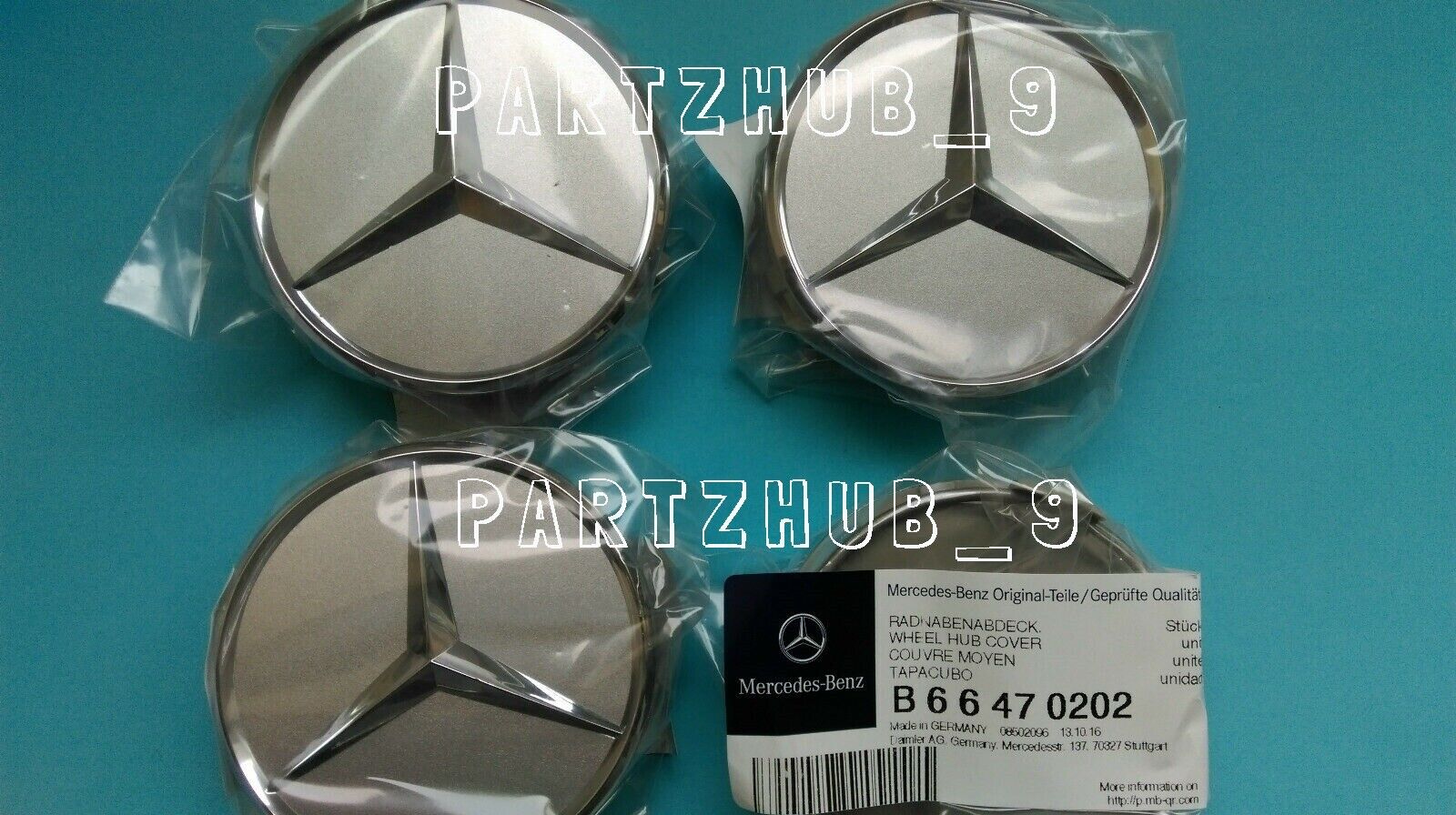 4 Genuine Wheel Hub Cap for Mercedes Benz Star 2204000125 Alloy Wheel Silver