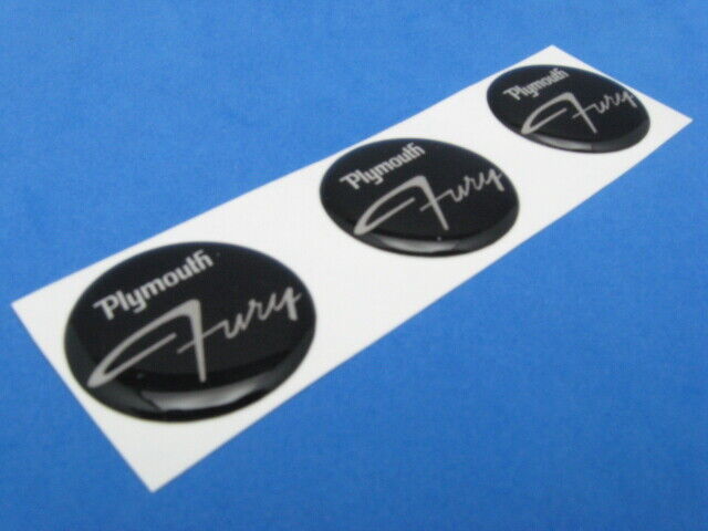 FURY LOGO DOMED DECAL EMBLEM STICKER SET OF THREE M-#196 NEW OLD STOCK