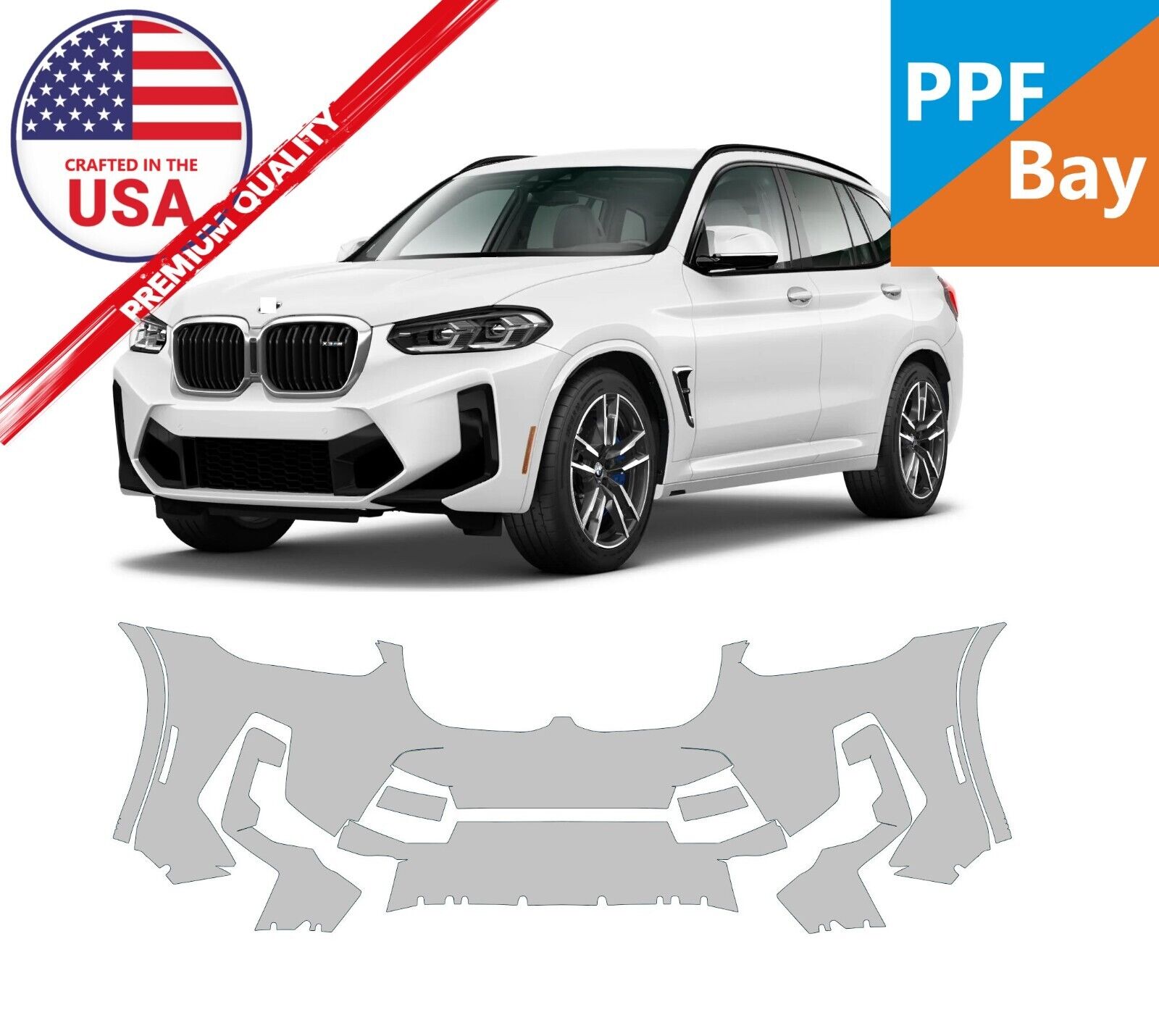 For BMW X3 M 2022-2024 Front Bumper Paint Protection Film PreCut Kit PPF