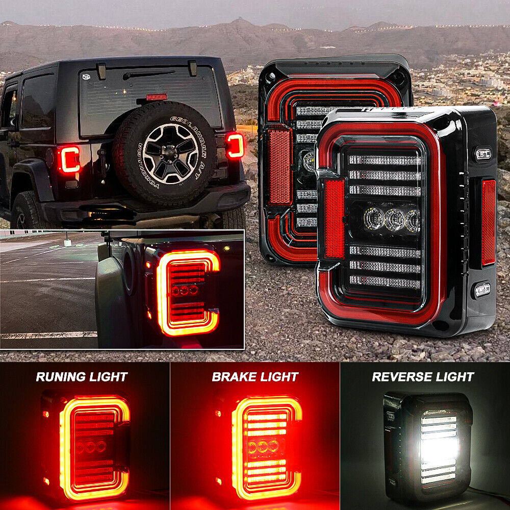 For Jeep Wrangler JK 2007-2017 2X LED Tail Lights Running / Reverse / Turn Lamps