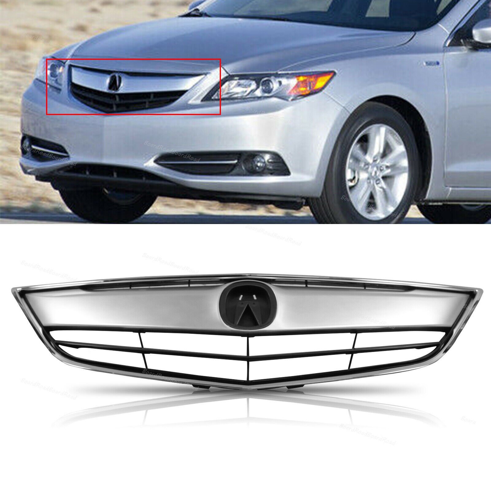 Chrome Front Bumper Upper Grill Grille Fits 2013 2014 2015 ACURA ILX