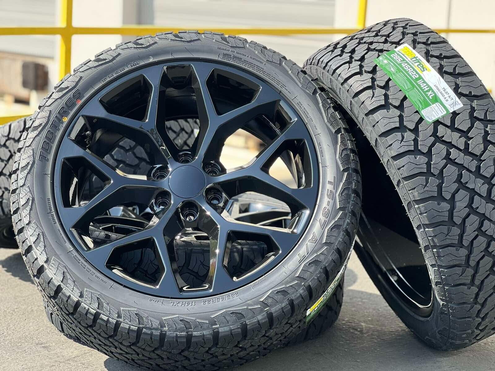 22” Black Tahoe Silverado 1500 Wheels Rims Tires Suburban GMC Sierra Yukon
