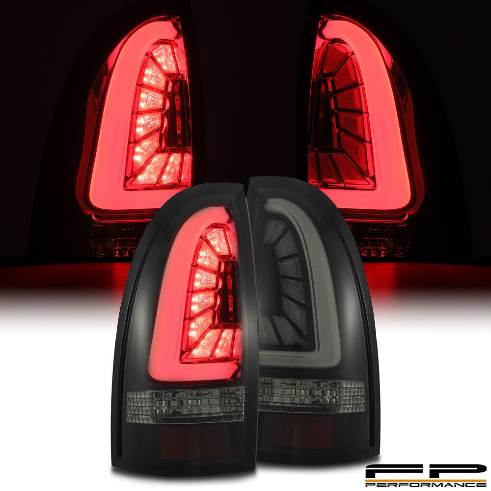 FOR 2005-2015 Toyota Tacoma AlphaRex PRO-Series Smoke LED Tail Lights Jet Black