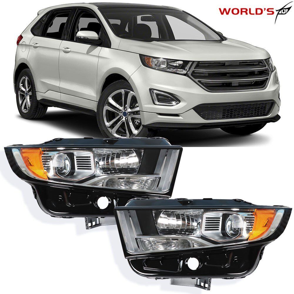 Projector Headlight Direct Replacement For 2015-2018 Ford Edge Chrome Left&Right