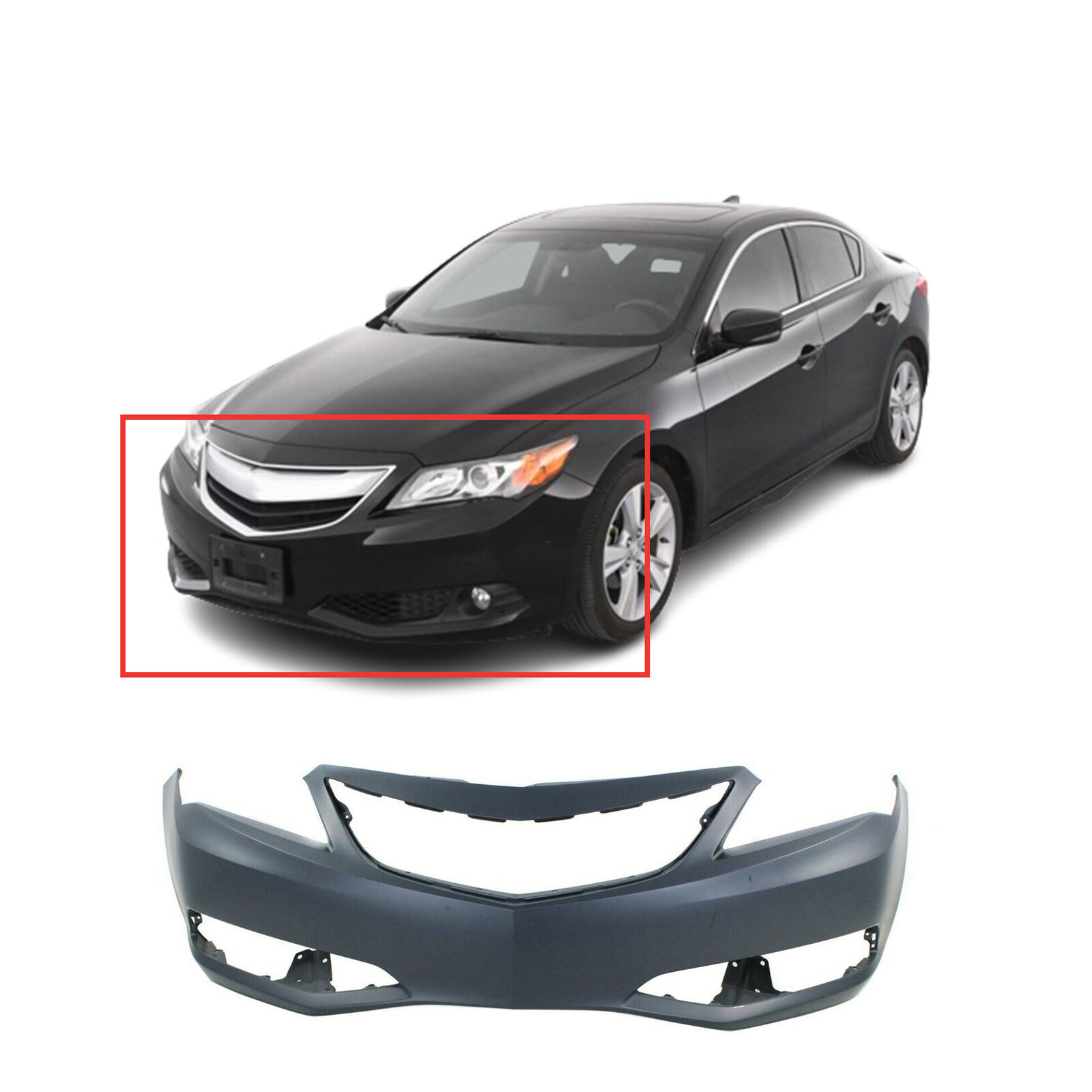 Front Bumper Cover for 2013-2015 Acura ILX w/Fog Light Holes 04711TX6A90ZZ