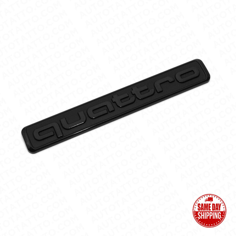 Audi Black Quattro Nameplate OEM ABS Emblem Liftgate Adhesive Logo Lid Badge