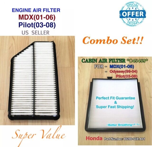 Combo set Engine & Cabin Air Filter For PILOT 03-08 & MDX 01-06 Fast Ship^o^