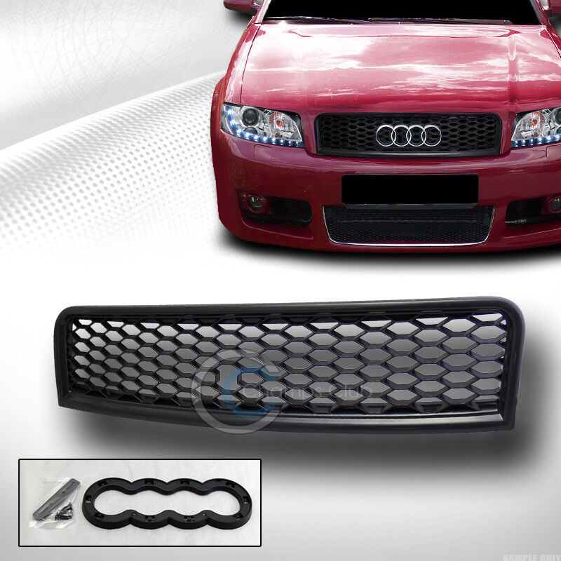Fit 02-05 Audi A4/S4 B6 Glossy Black RS-Honeycomb Mesh Front Bumper Grill Grille