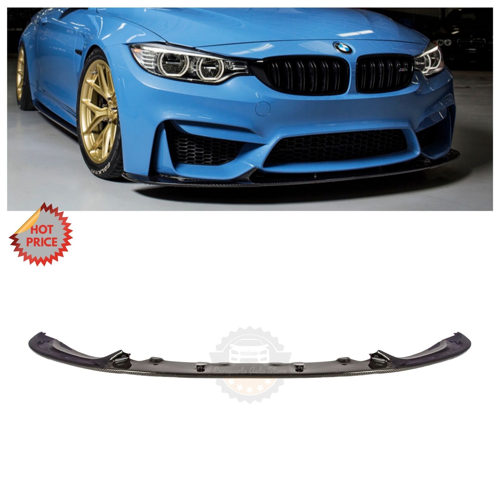 BMW F80 M3 F82 M4 3D STYLE REAL CARBON FIBER FRONT LIP SPOILER *USA SELLER*