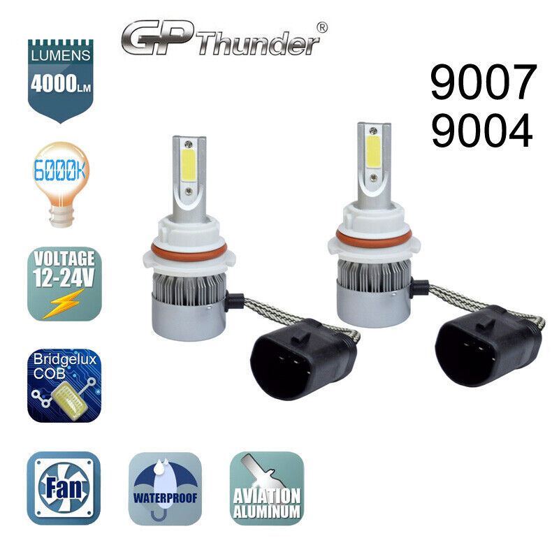 2x 9007 9004 HB5 CREE COB LED Headlight Kit Hi/Lo Power Bulbs 6000K HID