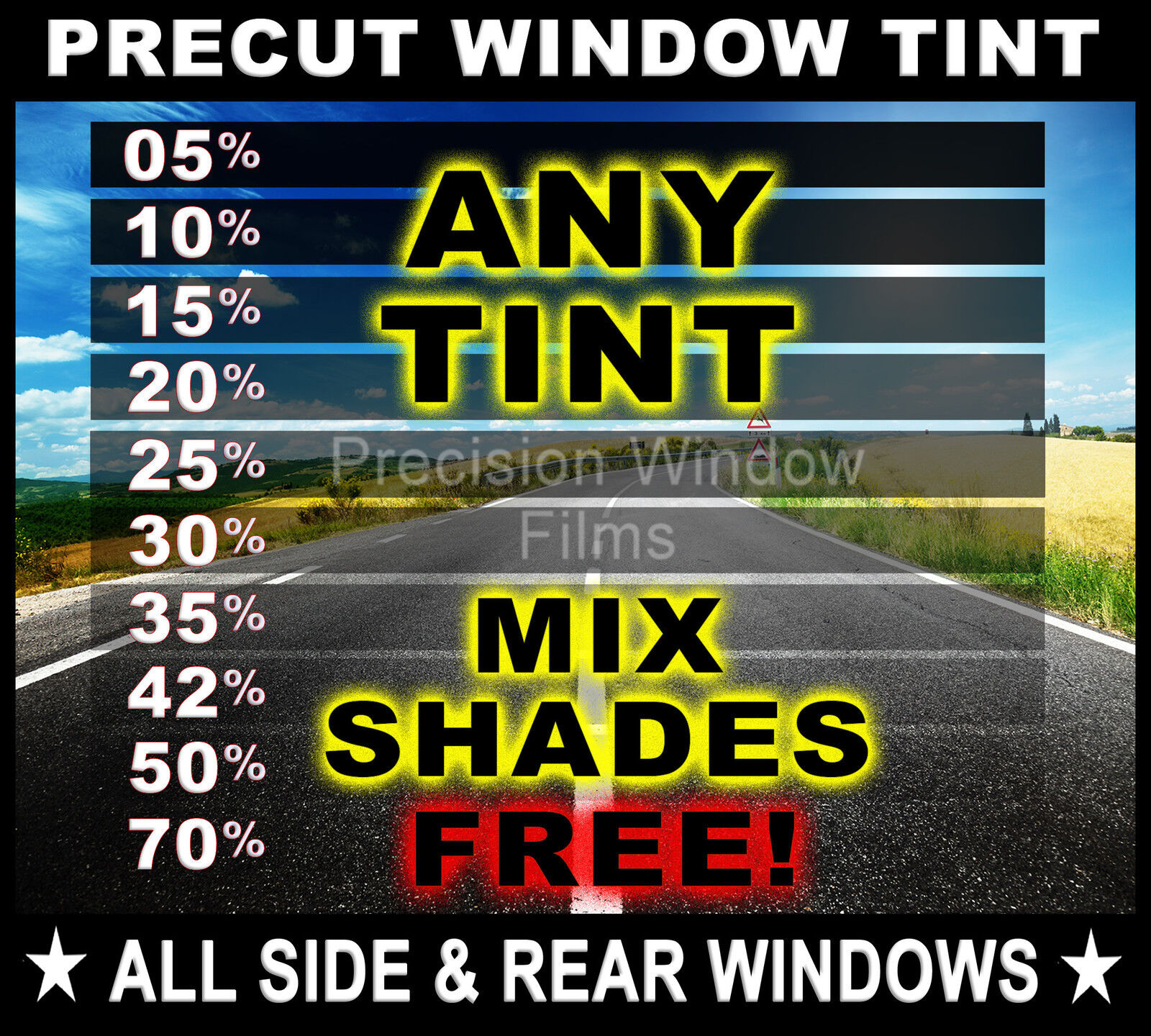 Nano Carbon Window Film Any Tint Shade PreCut All Sides & Rears for TOYOTA Glass