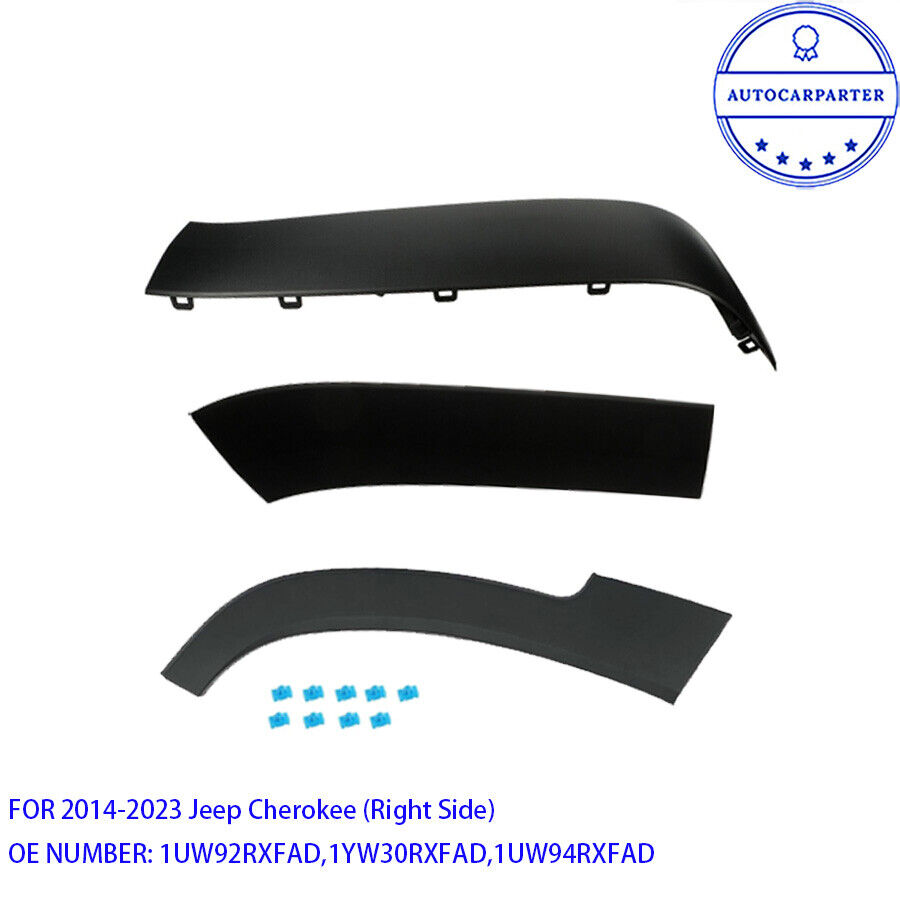 3 PCS For 2014-2023 Jeep Cherokee Rear Right Wheel Arch Fender RH Three Section